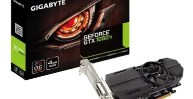 tarjeta gráfica GTX 1050 Ti 4GB, de la marca Nvidia, modelo de Gigabyte